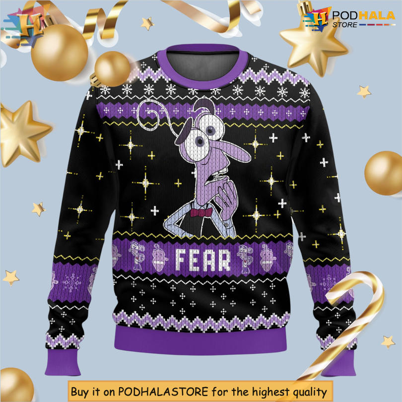 Inside Out Fear Character Funny Quote Emotion Pixar Movie 3D Christmas Sweater