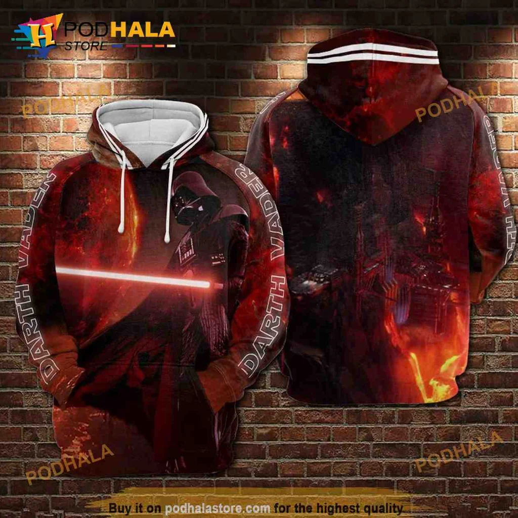 Intense Darth Vader Mustafar 3d Hoodie With Iconic Lightsaber Design