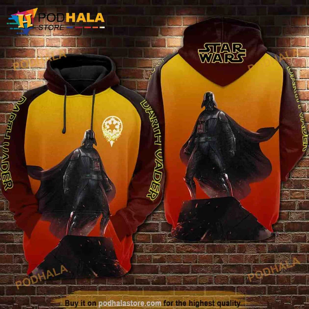 Intense Darth Vader Star Wars 3d Hoodie With Fiery Background
