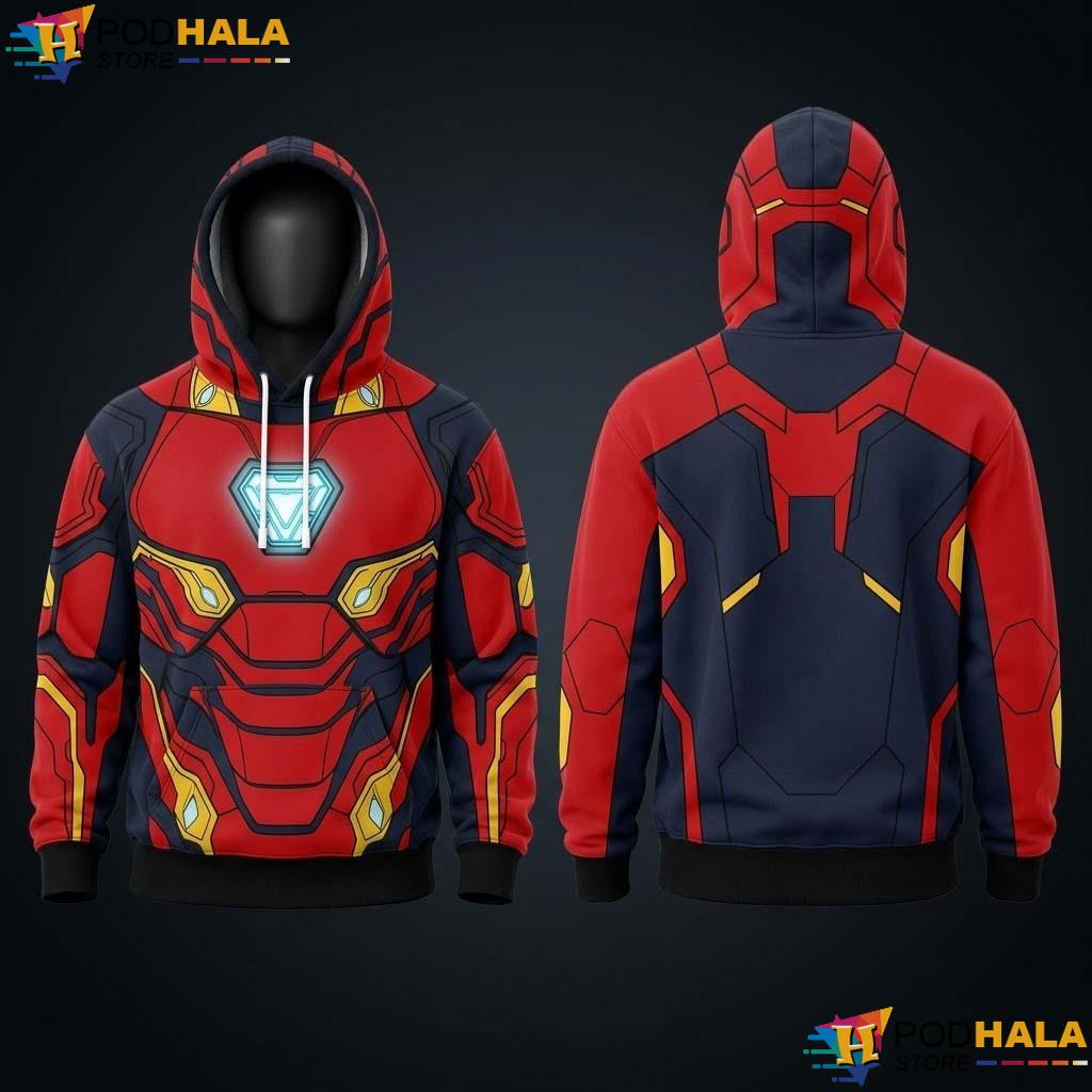 Iron Man Superhero 3D Hoodie Red Gold Armor Halloween Cosplay Apparel