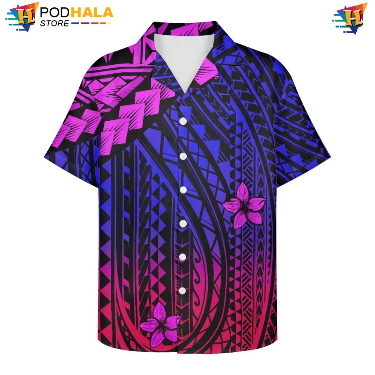 Island Plumeria Aloha Shirt Mens Polynesian Samoa Traditional Vacation Top