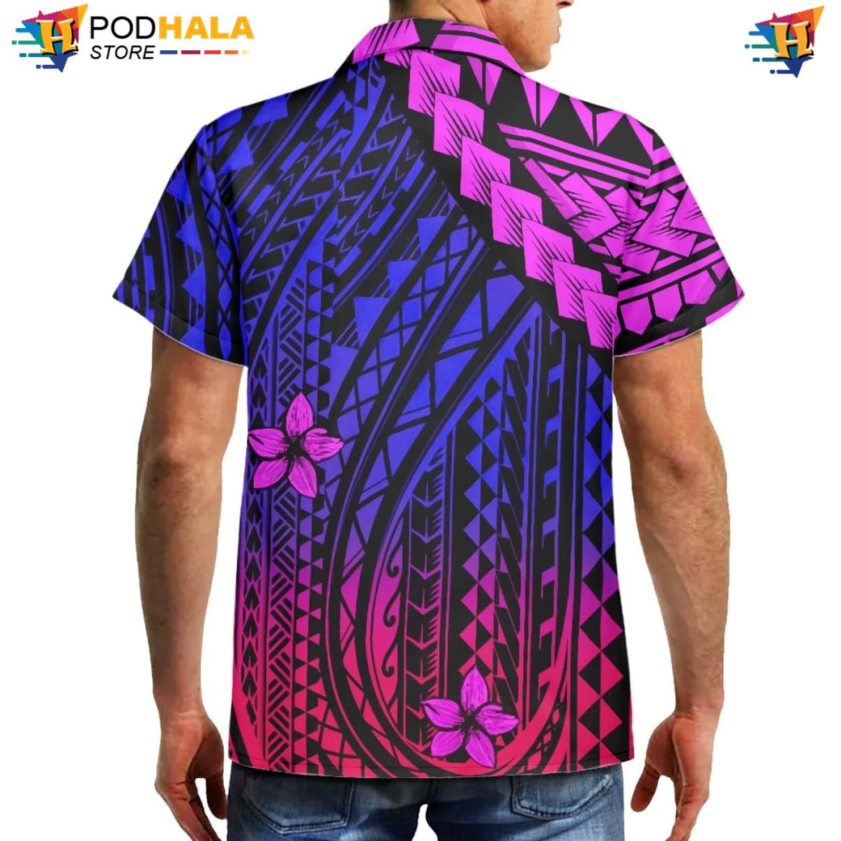 Island Plumeria Short-sleeve button-up shirt Mens Polynesian Samoa Traditional Vacation Top Island Plumeria Short-sleeve button-up shirt Mens Polynesian Samoa Traditional Vacation Top