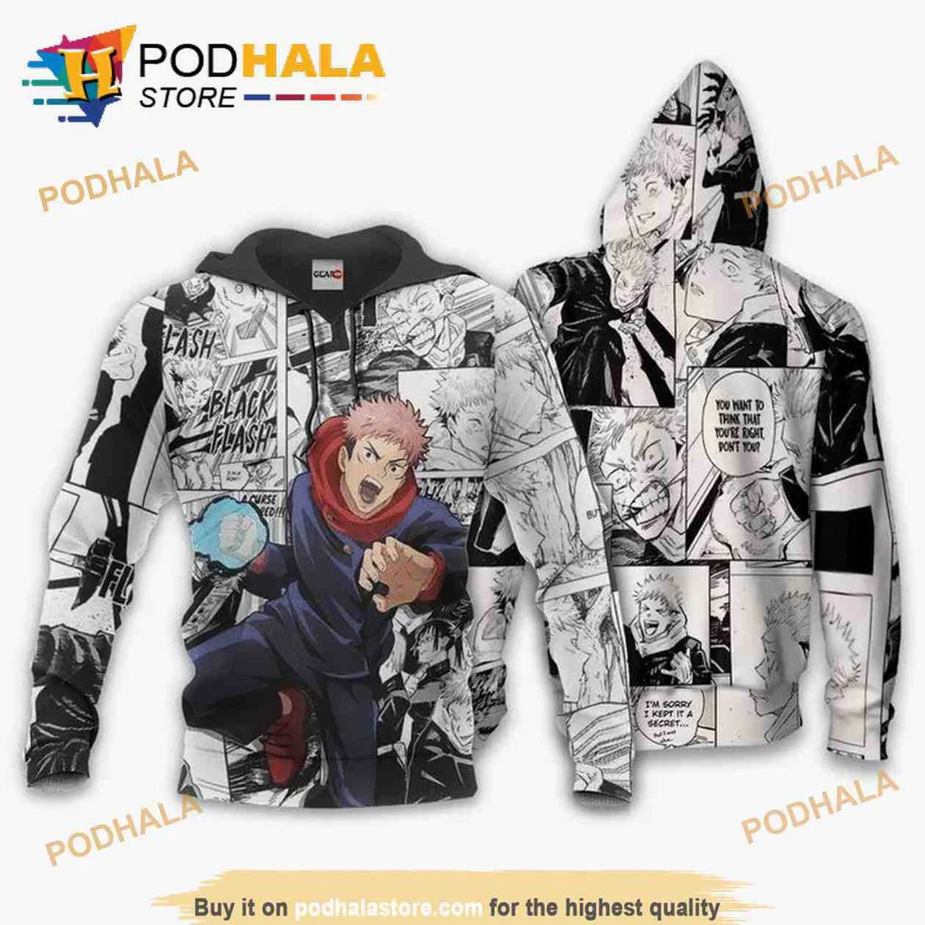 Itadori Yuuji Jujutsu Kaisen 3d Hoodie With Dynamic Manga Design