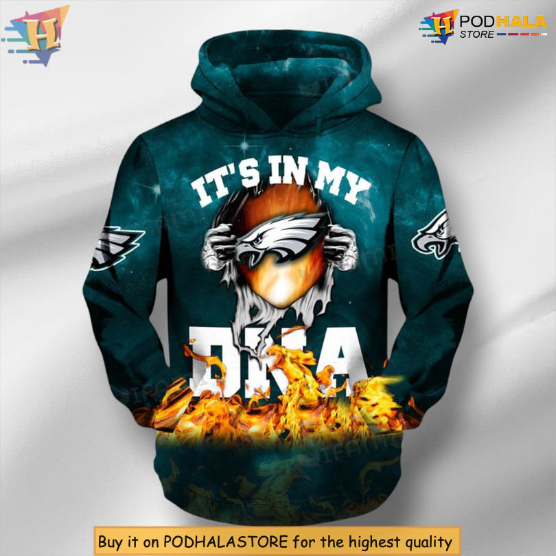 Its In My DNA Fire Design Personalized Philadelphia Eagles Hoodie 3D Gift