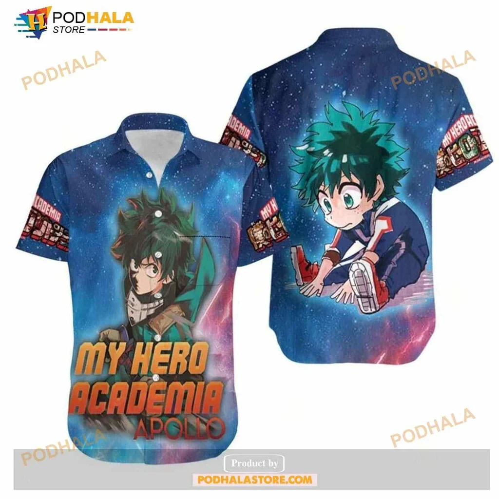 Izuku Midoriya Chibi Hawaiian Shirt Featuring Galaxy Design