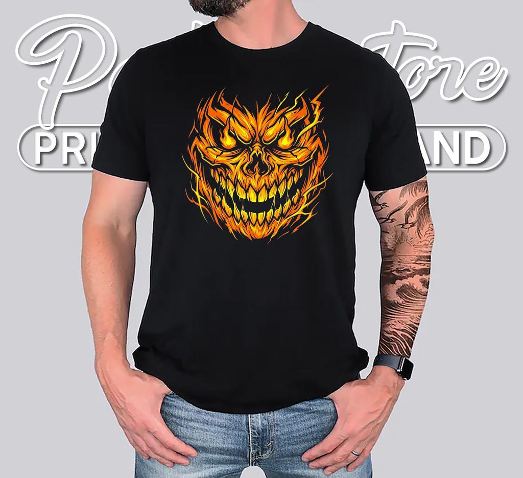 Jack O Lantern Face Pumpkin Halloween T-Shirt Scary Spooky Mens Boys