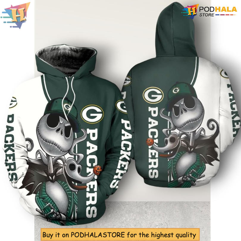 Jack Skellington And Zero Theme Green Bay Packers Personalized 3D Hoodie