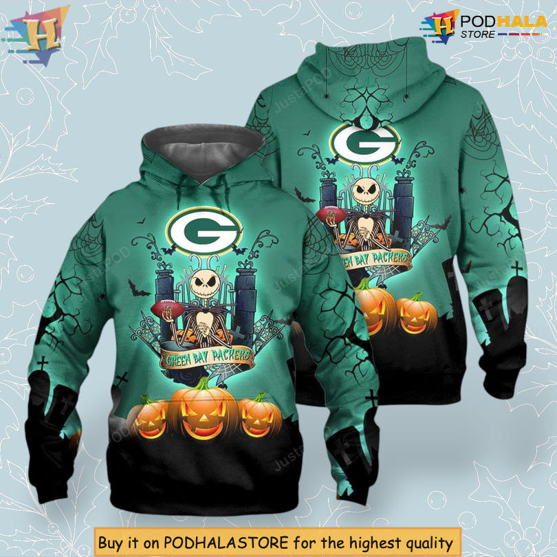 Jack Skellington Halloween Green Bay Packers Mens Hoodie 3D NFL Costume