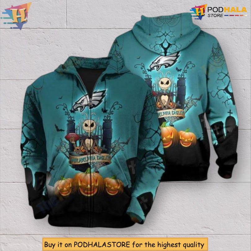 Jack Skellington Nightmare Before Christmas Youth Philadelphia Eagles Hoodie 3D