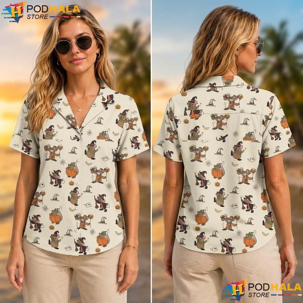 Jaq And Gus Halloween Tropical Shirt Disney Mouse Spooky Party Top Jaq And Gus Halloween Tropical Shirt Disney Mouse Spooky Party Top