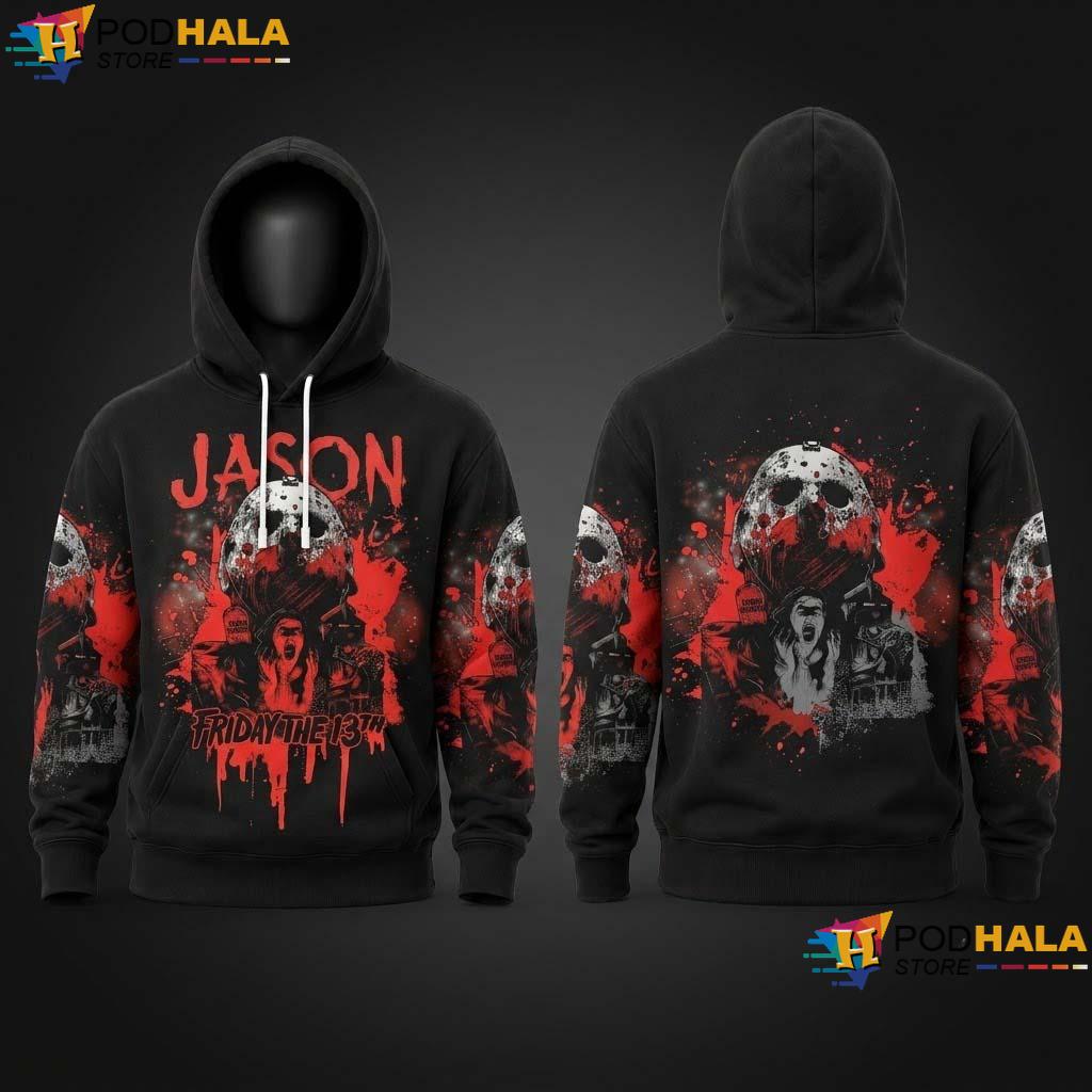 Jason Voorhees Slasher Halloween AOP Hoodie Horror Movie Graphic Spooky Season