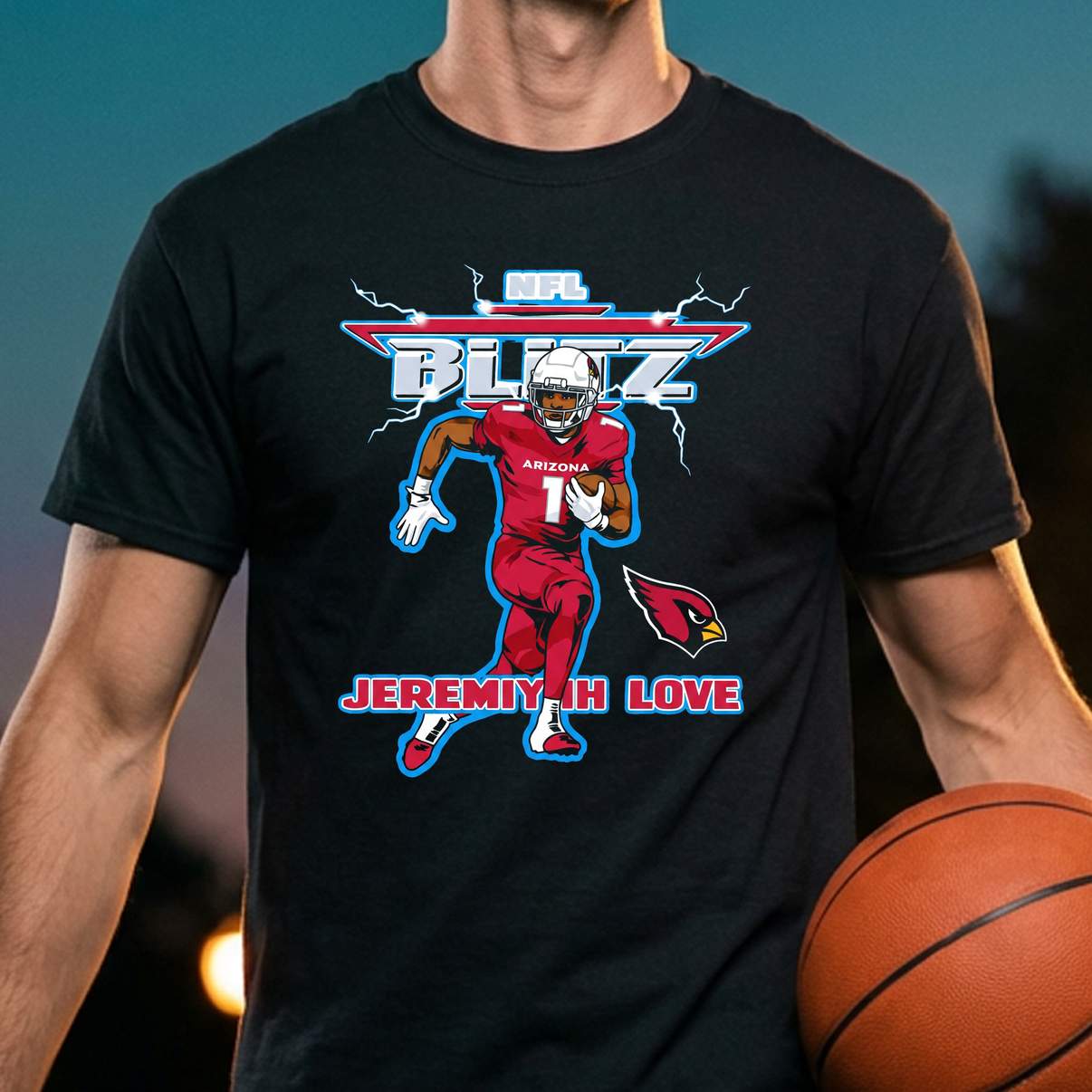 Jeremiyah Love Arizona Cardinals Shirt NFL Blitz Caricature Graphic Mens