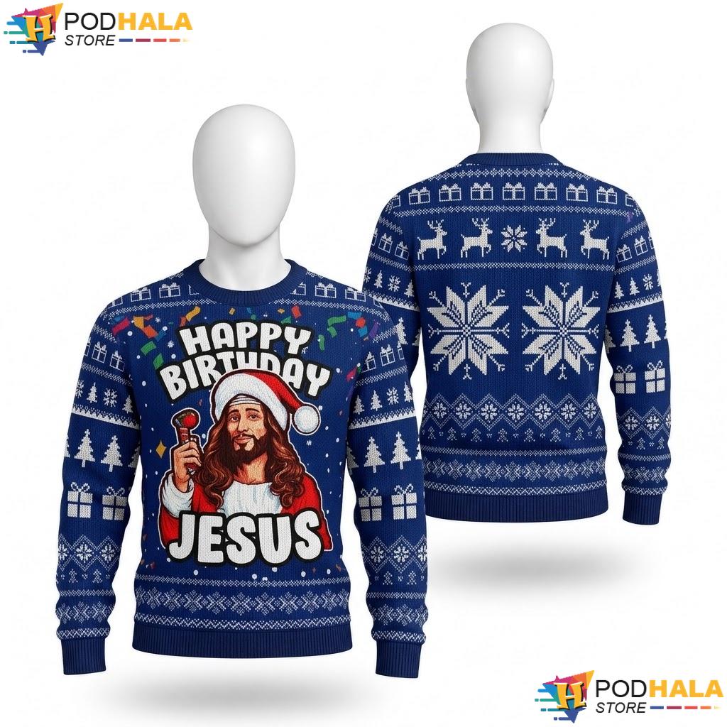 Jesus Birthday Classic Ugly Xmas Sweater Funny Festive Christmas Outfit