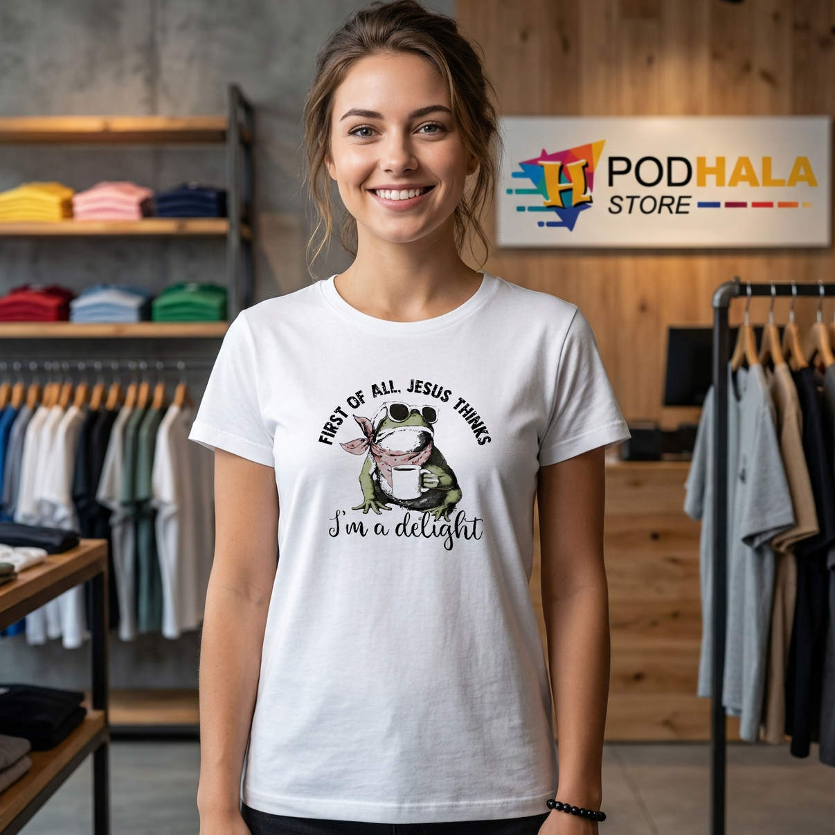 Jesus Thinks Im A Delight Shirt Christian Frog Funny Graphic Humor Womens