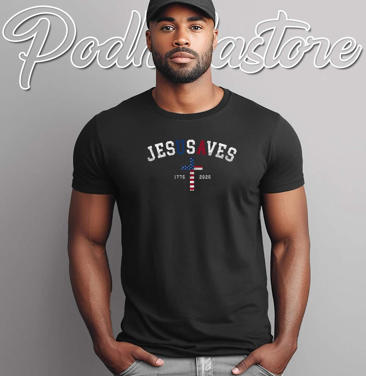 JesUSAves USA Flag Patriotic Shirt 250 Years Christian Faith Apparel