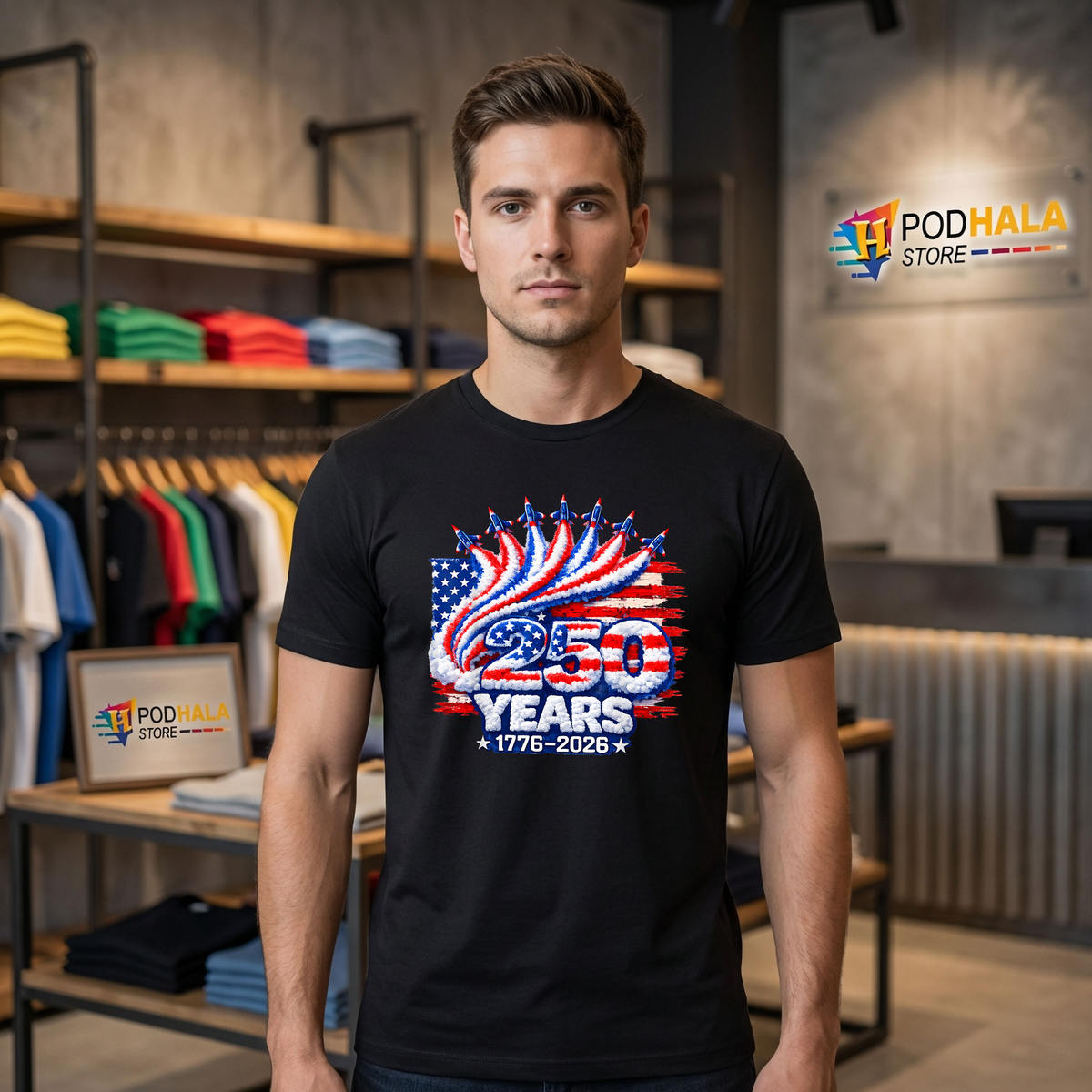 Jet Patriotic American 4th Of July Shirt 2026 USA 1776 250 Years Celebration