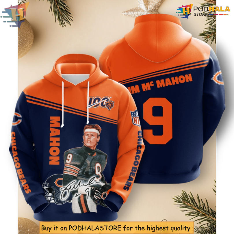 Jim McMahon Player Tribute Chicago Bears Vintage Hoodie 3D Zip Up