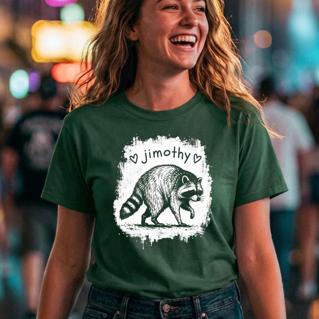 Jimothy Viral Raccoon Tee Funny Meme Trash Panda Wildlife Graphic Top Jimothy Viral Raccoon Tee Funny Meme Trash Panda Wildlife Graphic Top