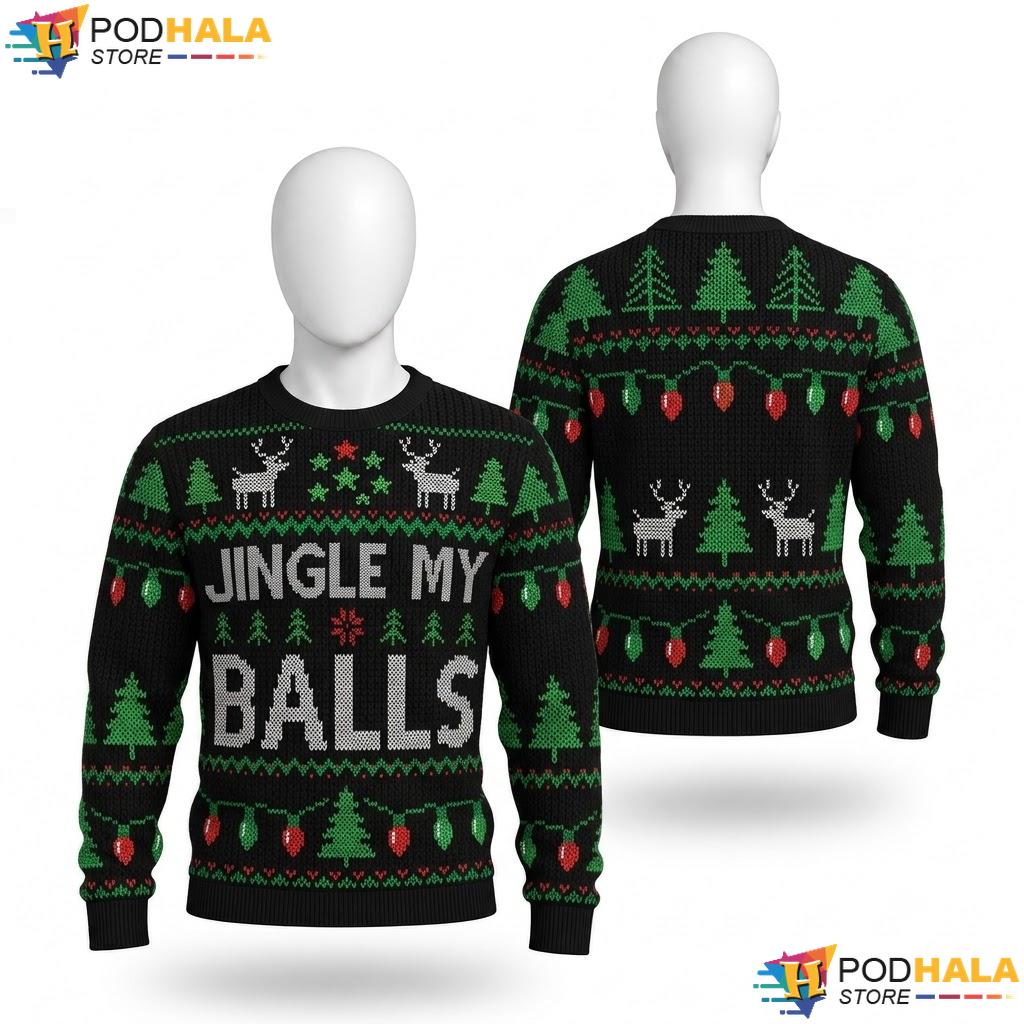 Jingle My Balls Ugly Christmas Sweater Funny Adult Holiday Mens Top