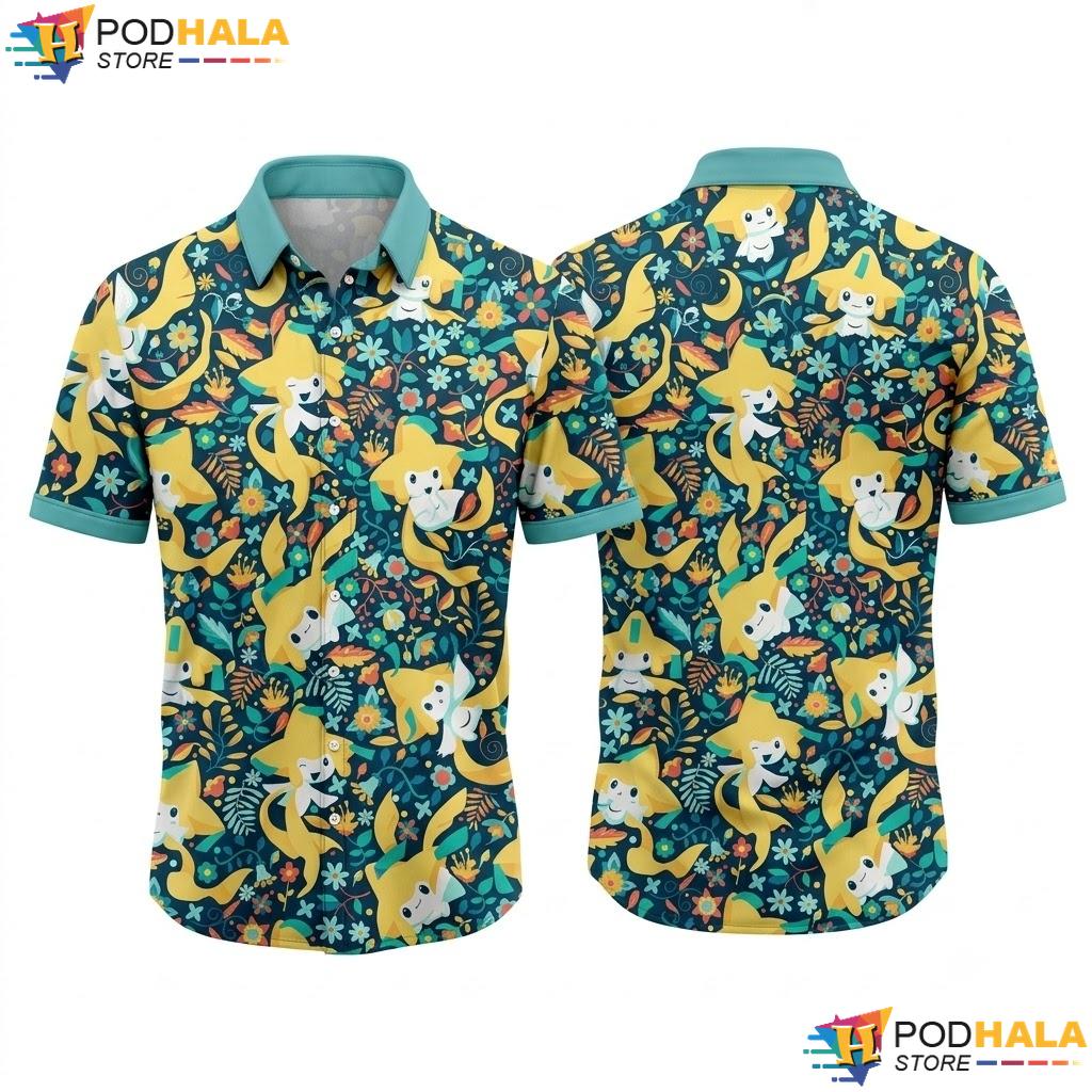 Jirachi Celestial Hawaiian Shirt Cute Star Pattern Summer Anime Top