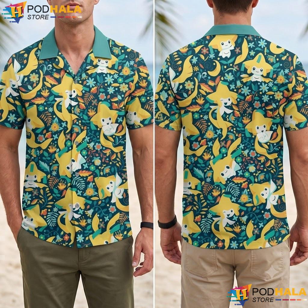 Jirachi Celestial Aloha Shirt Cute Star Pattern Summer Anime Top Jirachi Celestial Aloha Shirt Cute Star Pattern Summer Anime Top