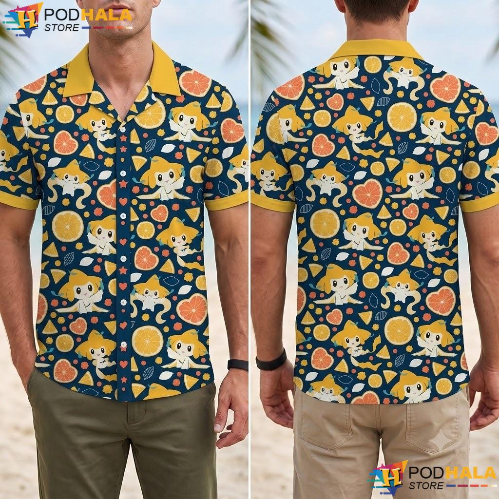 Jirachi Star Pattern Tropical Shirt Kawaii Summer Vintage Anime Outfit Jirachi Star Pattern Tropical Shirt Kawaii Summer Vintage Anime Outfit