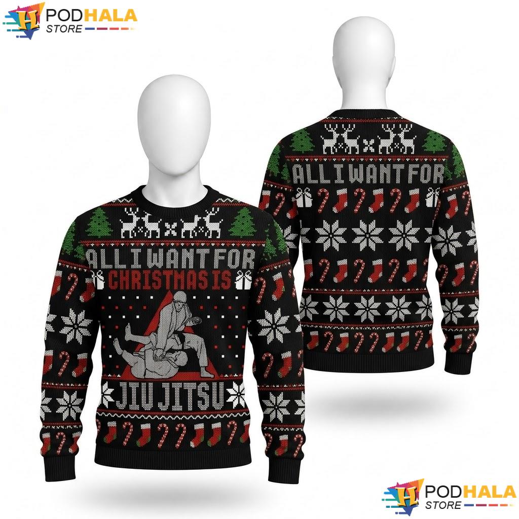 Jiu Jitsu MMA BJJ Ugly Christmas Sweater Funny Xmas Gift Holiday Top