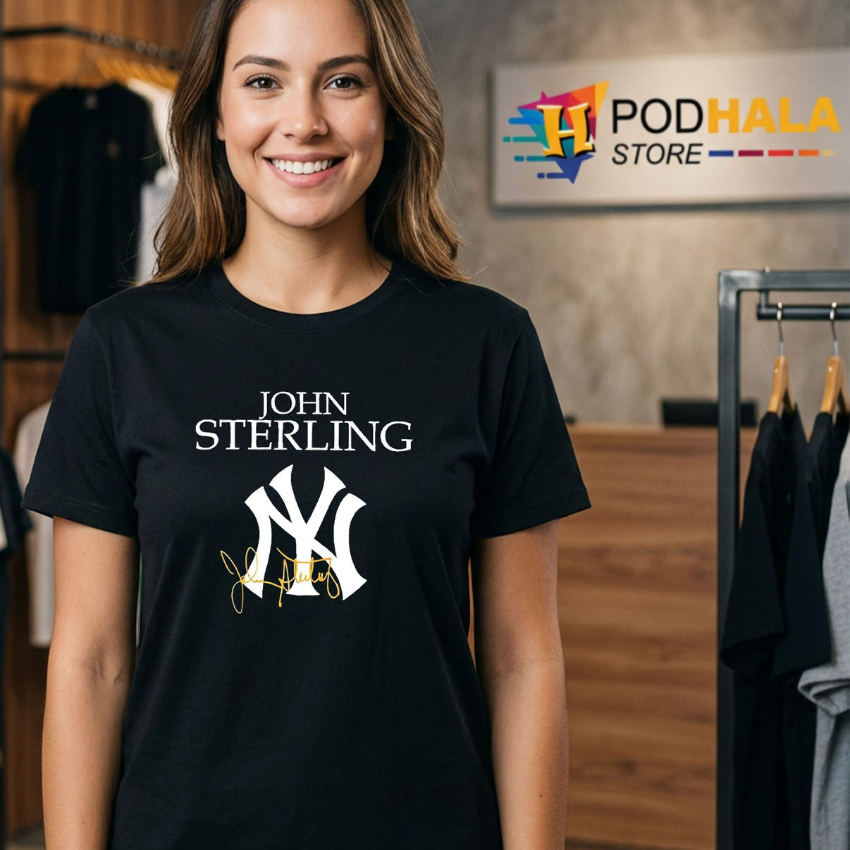 John Sterling Signature Shirt NY Yankees Baseball Broadcaster Graphic Art