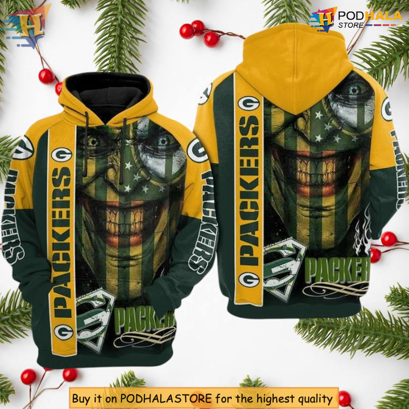 Joker Theme Custom Green Bay Packers 3D Hoodie, Unisex Zip Up NFL Apparel