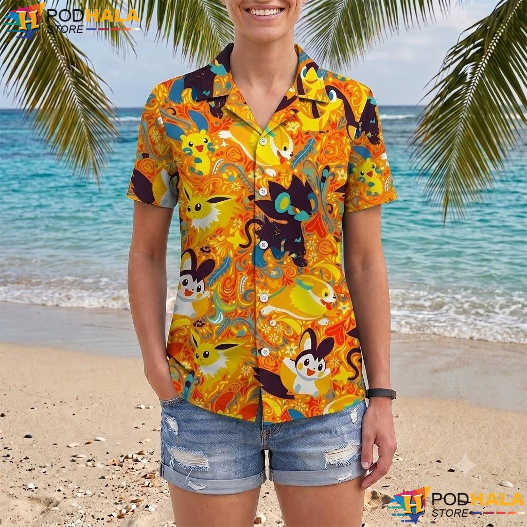 Jolteon Luxray Button Up Tshirt Kawaii Vintage Summer Anime Apparel Jolteon Luxray Button Up Tshirt Kawaii Vintage Summer Anime Apparel