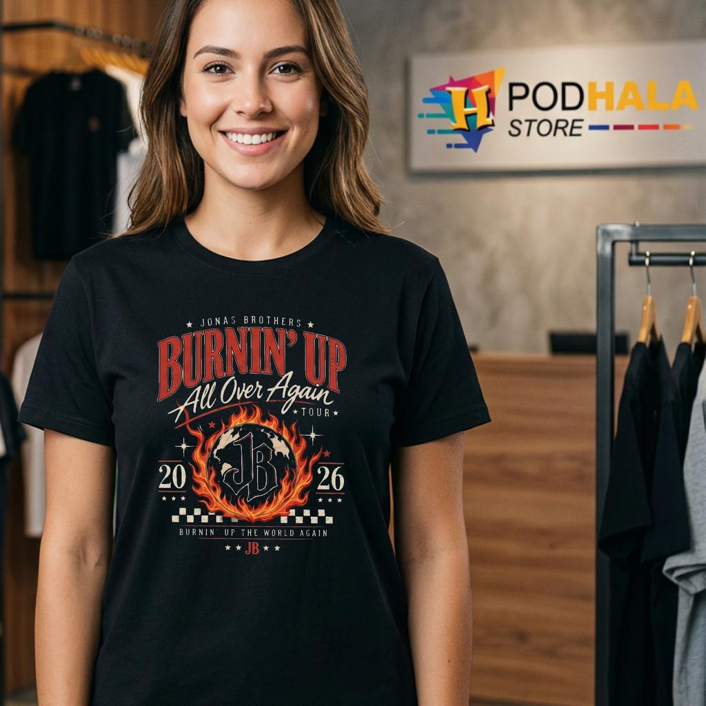 Jonas Brothers Burnin Up Tour Tee Throwback Concert Graphic Top Jonas Brothers Burnin Up Tour Tee Throwback Concert Graphic Top