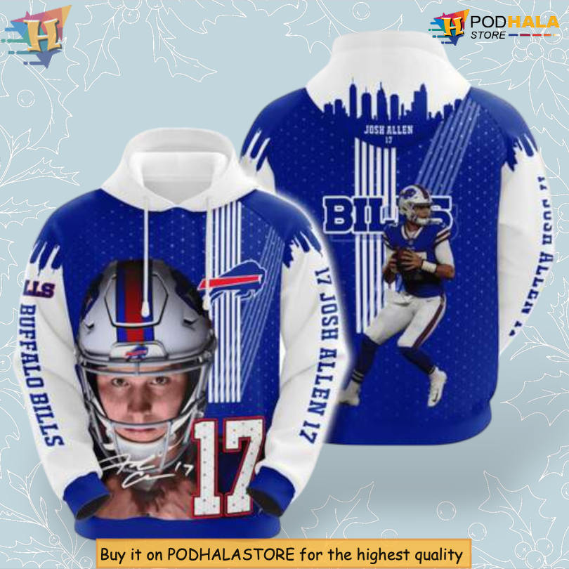 Josh Allen 17 Sports Team Tribute Buffalo Bills Zip Up Hoodie 3D Fan Gear
