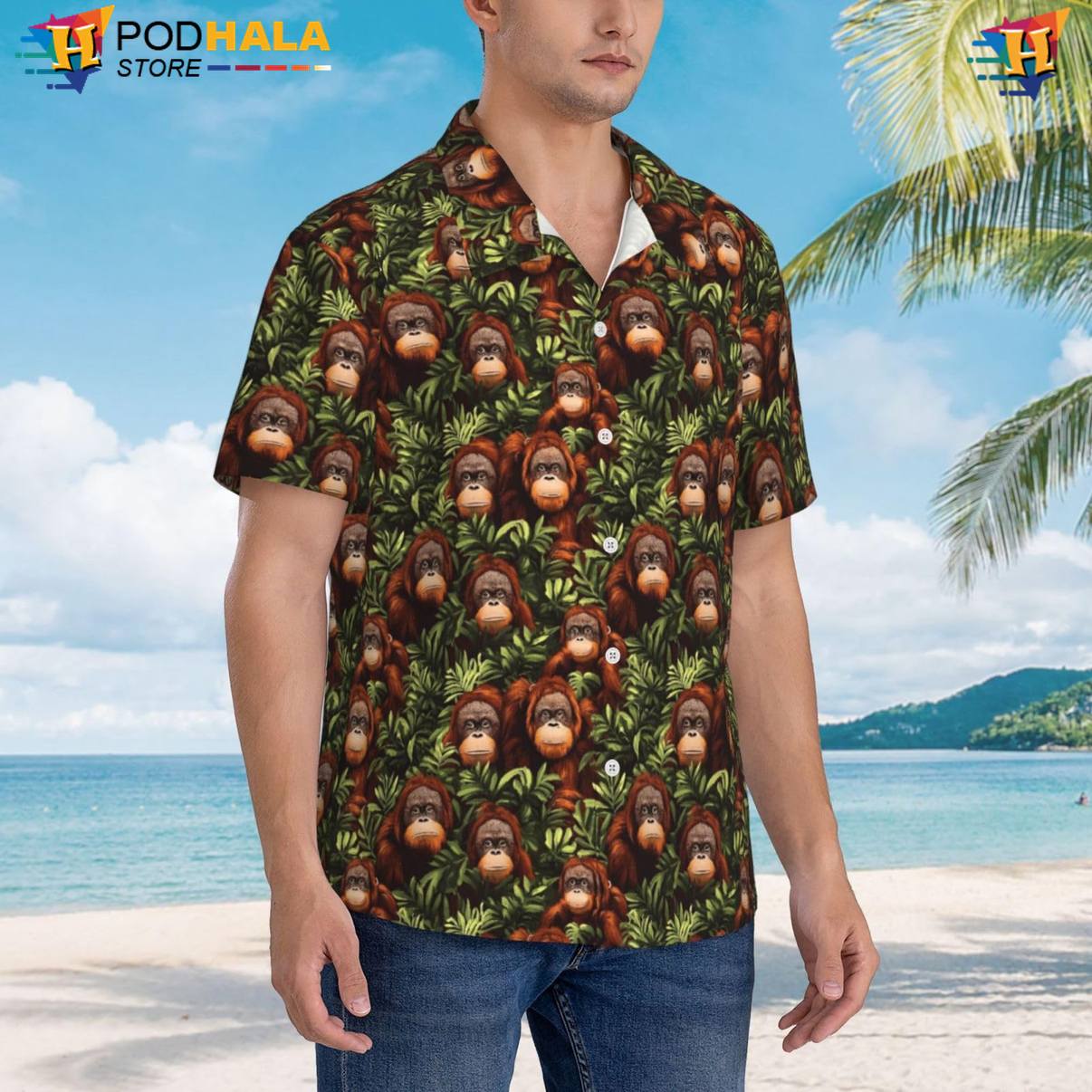 Jungle Orangutans Tropical Shirt Tropical Vacation Cruise Holiday Button Down Jungle Orangutans Tropical Shirt Tropical Vacation Cruise Holiday Button Down