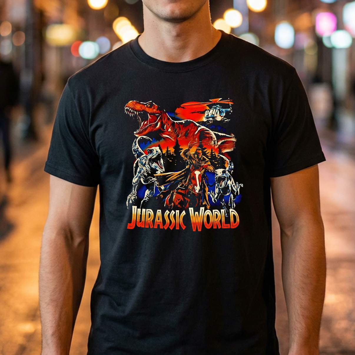 Jurassic World Dominion Graphic Shirt Dinosaur Movie Retro Fan Design Mens