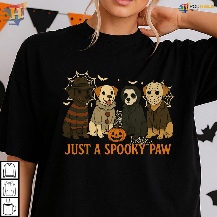 Just A Spooky Paw Funny Halloween Shirt For Pet Lovers With Horror Dogs