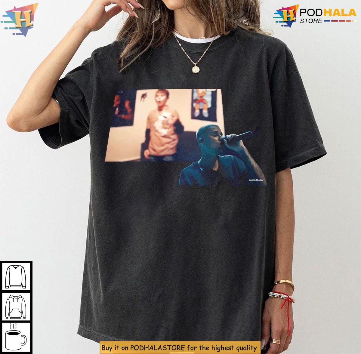 Justin Bieber Coachella Singing Shirt Looking At Younger Self 2000s Pop Fan