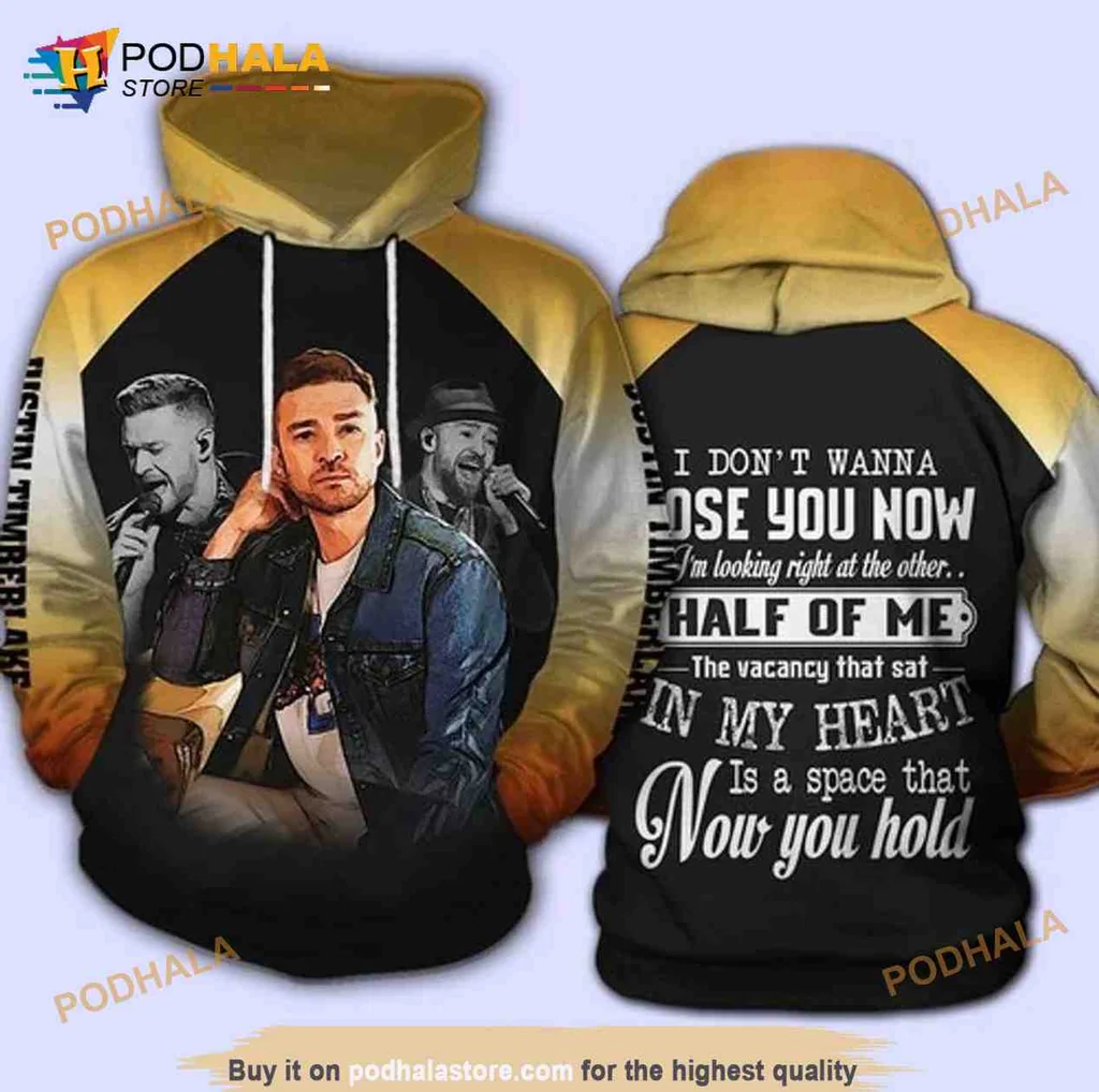 Justin Timberlake Lover 3d Hoodie Sweatshirt With Emotional Lyrics Design