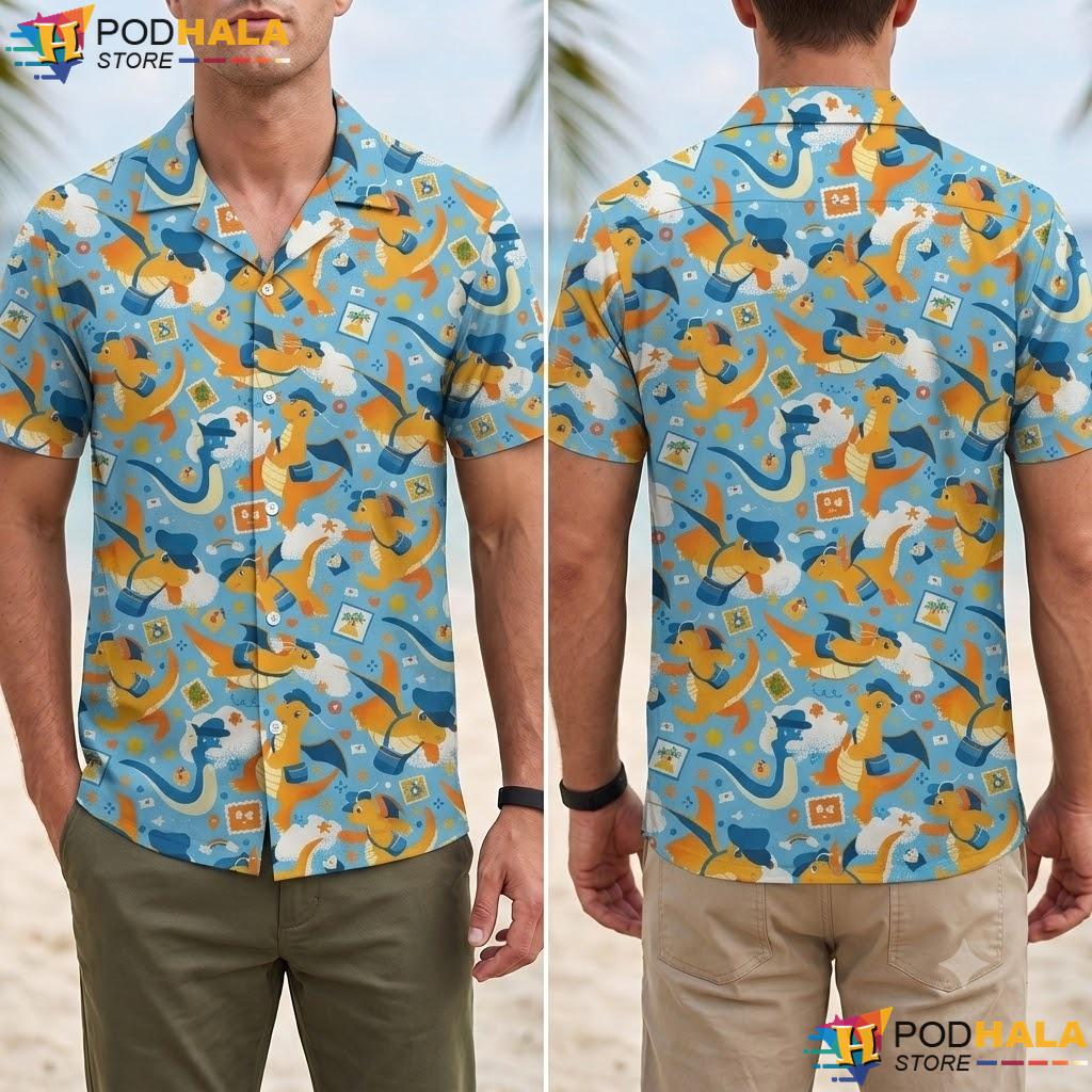 Kawaii Dragonite Aloha Shirt Cute Dragon Pattern Summer Anime Top Kawaii Dragonite Aloha Shirt Cute Dragon Pattern Summer Anime Top