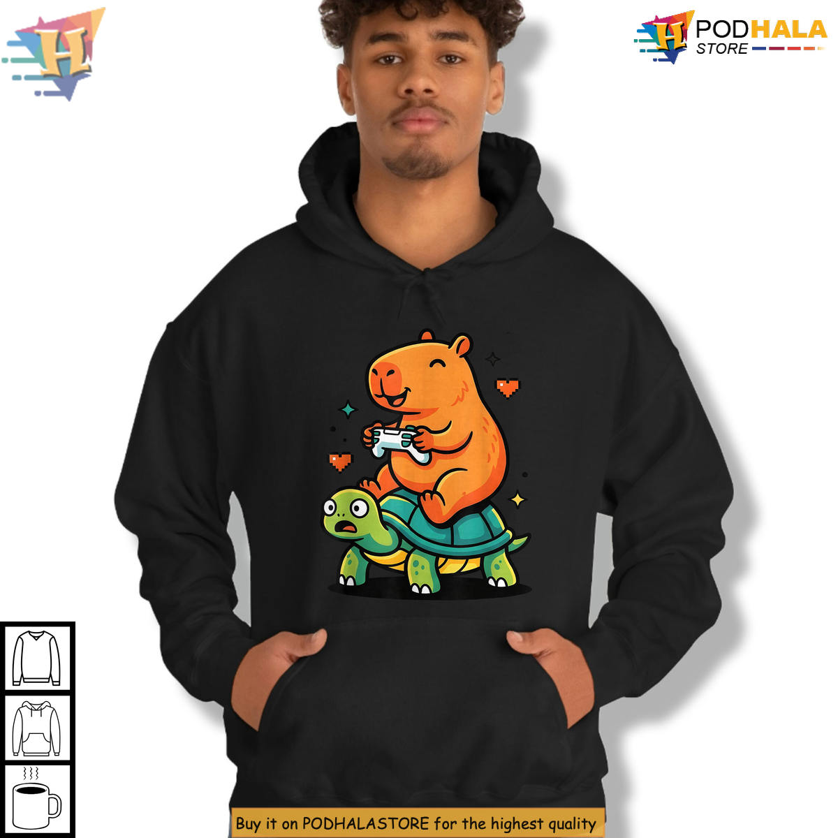 Kawaii Gaming Animal Graphic Cute Capybara Gamer Shirt For Kids