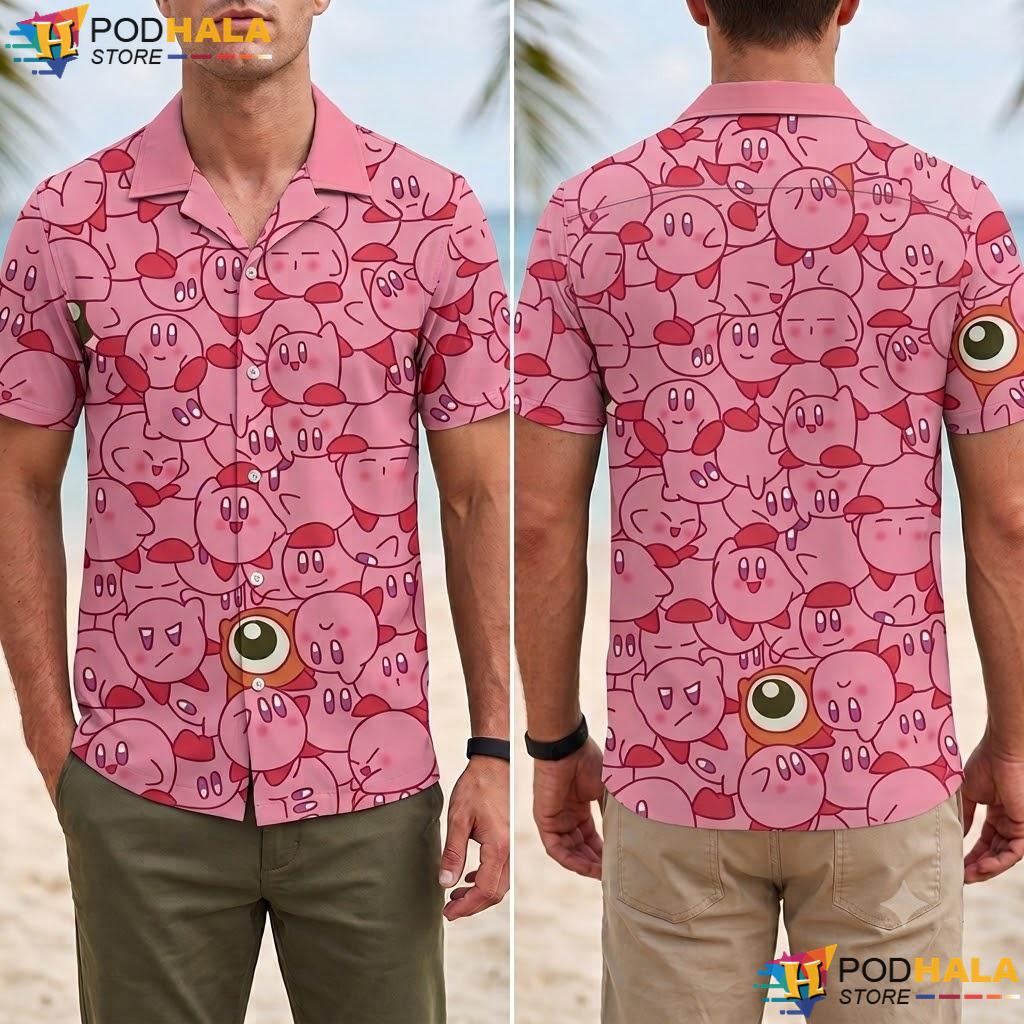 Kawaii Pink Kirby Tropical Shirt Funny Vintage Summer Anime Fan Apparel Kawaii Pink Kirby Tropical Shirt Funny Vintage Summer Anime Fan Apparel