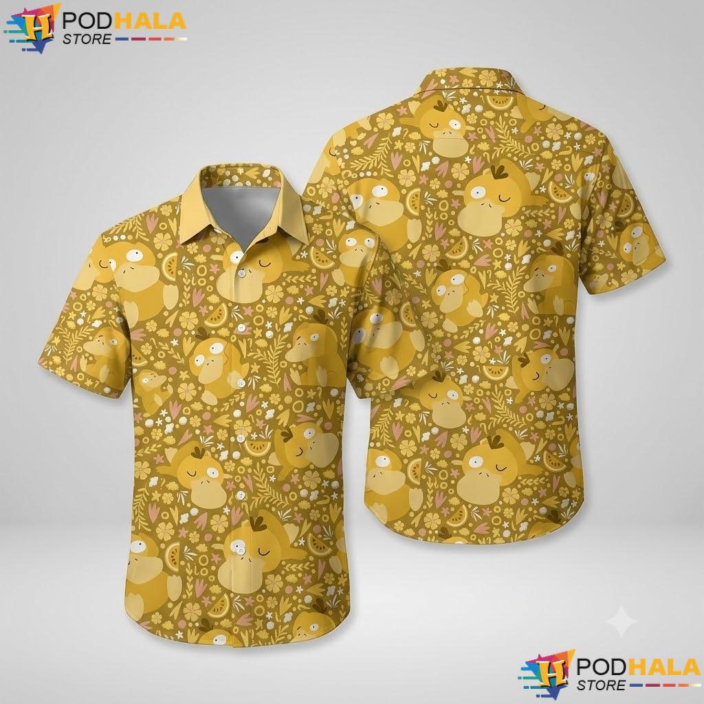 Kawaii Psyduck Pattern Hawaiian Shirt Soft Breathable Summer Anime Top