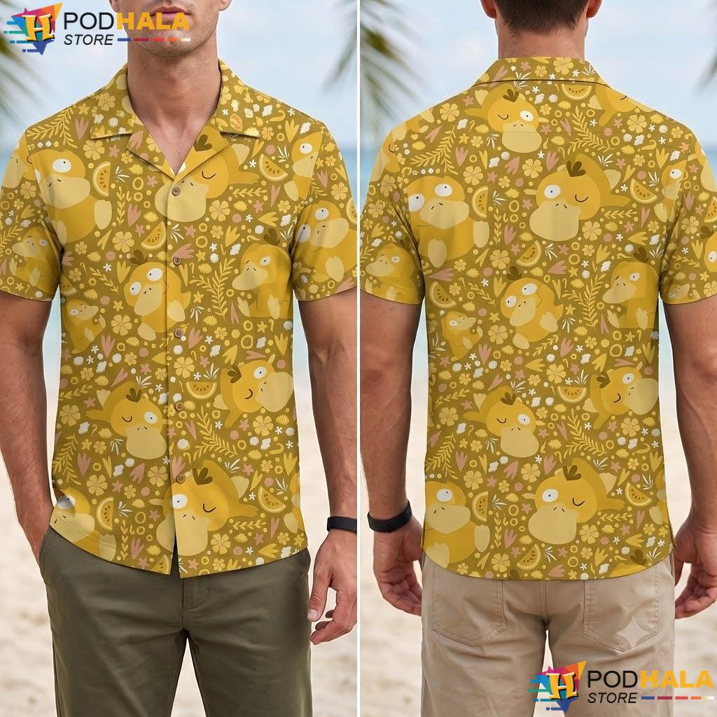 Kawaii Psyduck Pattern Aloha Shirt Soft Breathable Summer Anime Top Kawaii Psyduck Pattern Aloha Shirt Soft Breathable Summer Anime Top