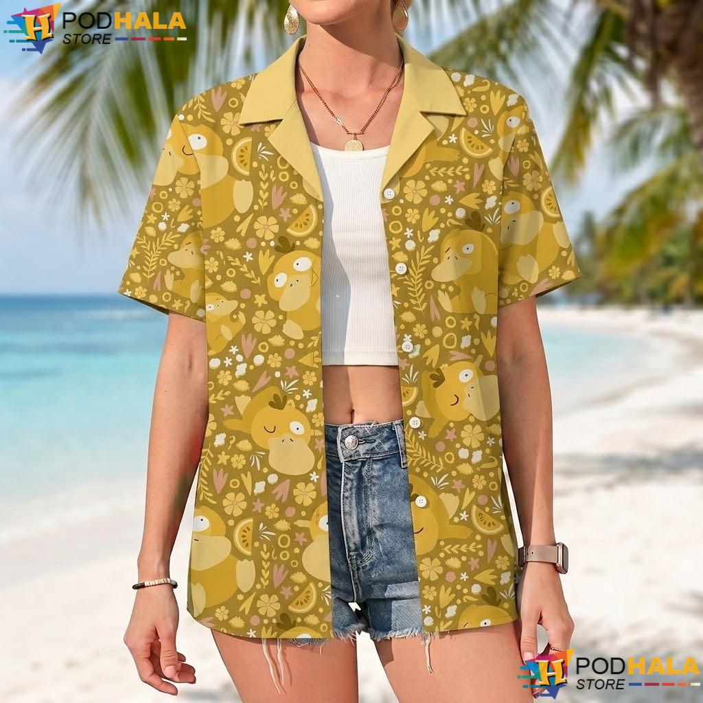 Kawaii Psyduck Pattern Tropical Shirt Soft Breathable Summer Anime Top Kawaii Psyduck Pattern Tropical Shirt Soft Breathable Summer Anime Top
