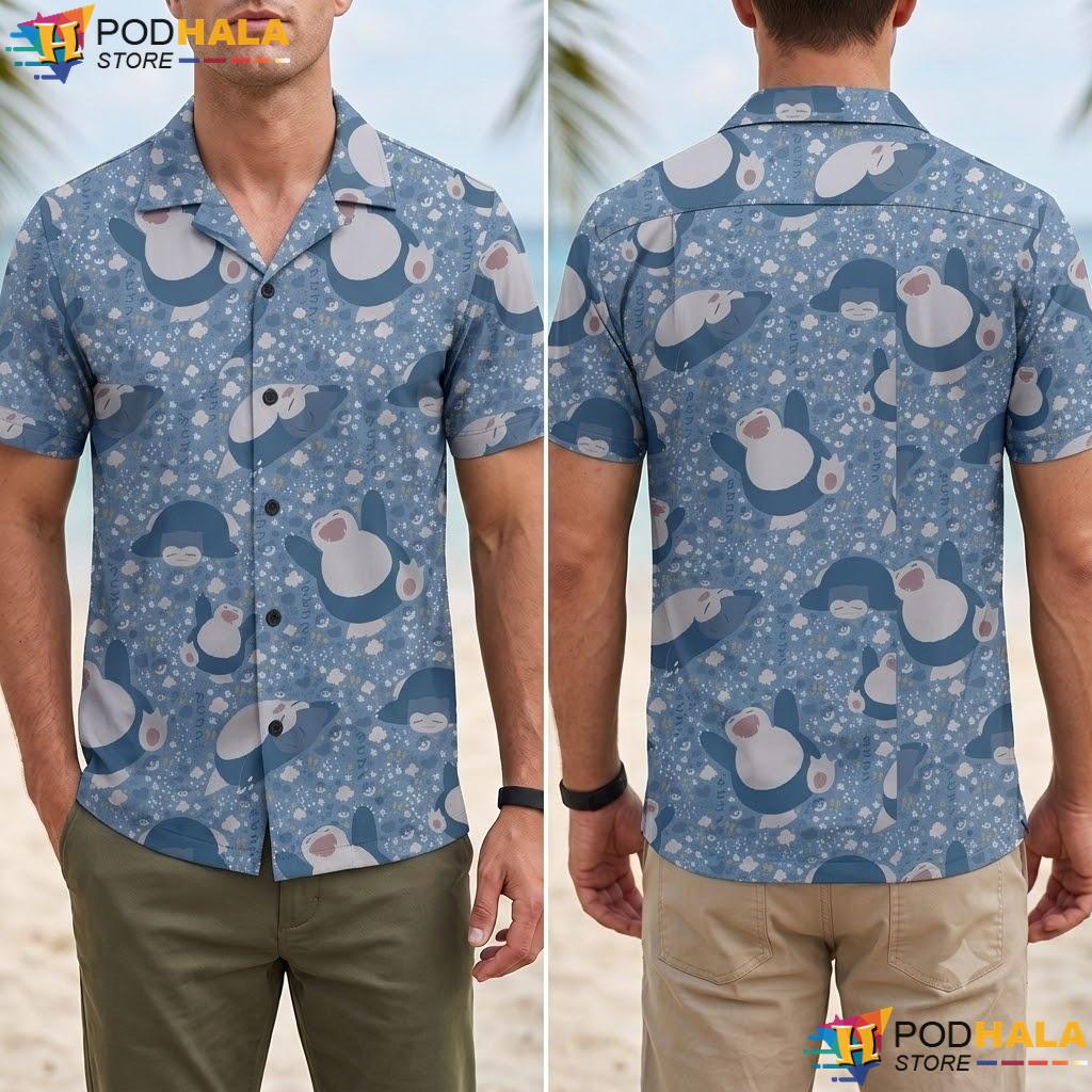 Kawaii Snorlax Art Button Up T-Shirt Funny Vintage Summer Anime Top Kawaii Snorlax Art Button Up T-Shirt Funny Vintage Summer Anime Top