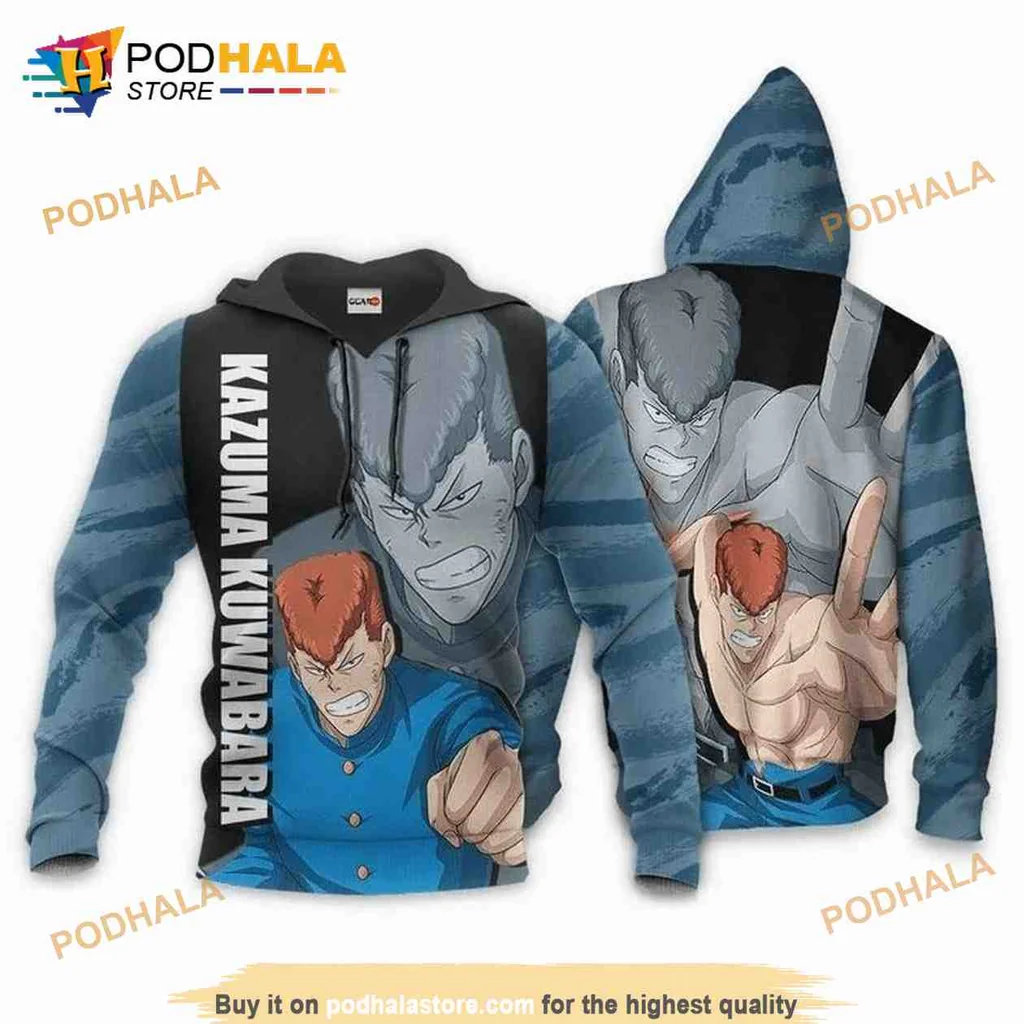 Kazuma Kuwabara 3d Hoodie From Yu Yu Hakusho With Dynamic Design