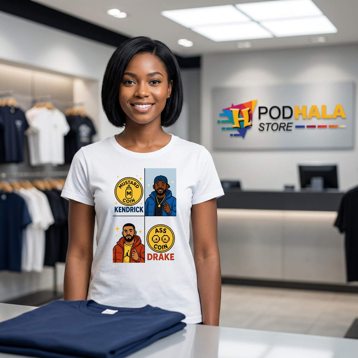 Kendrick Lamar Mustard Coin Shirt And Drake Ass Coin Rap Battle Graphic For Fan