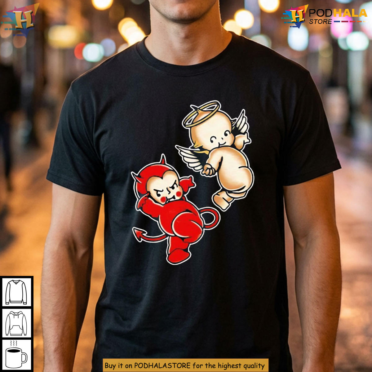 Kewpie Baby Devil Angel Cherubs T-Shirt Novelty Retro Graphic Apparel