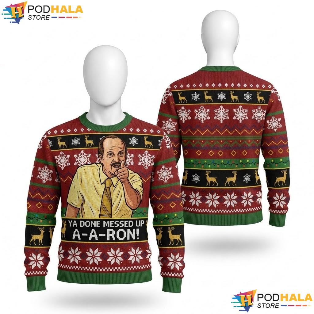 Key And Peele Aaron Red Ugly Xmas Sweater Messed Up Christmas Graphic
