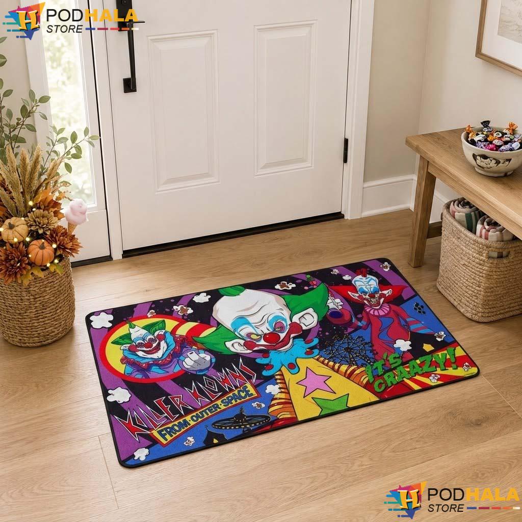 Killer Klowns Halloween Doormat Spooky Colorful Horror Fan Entryway Decor