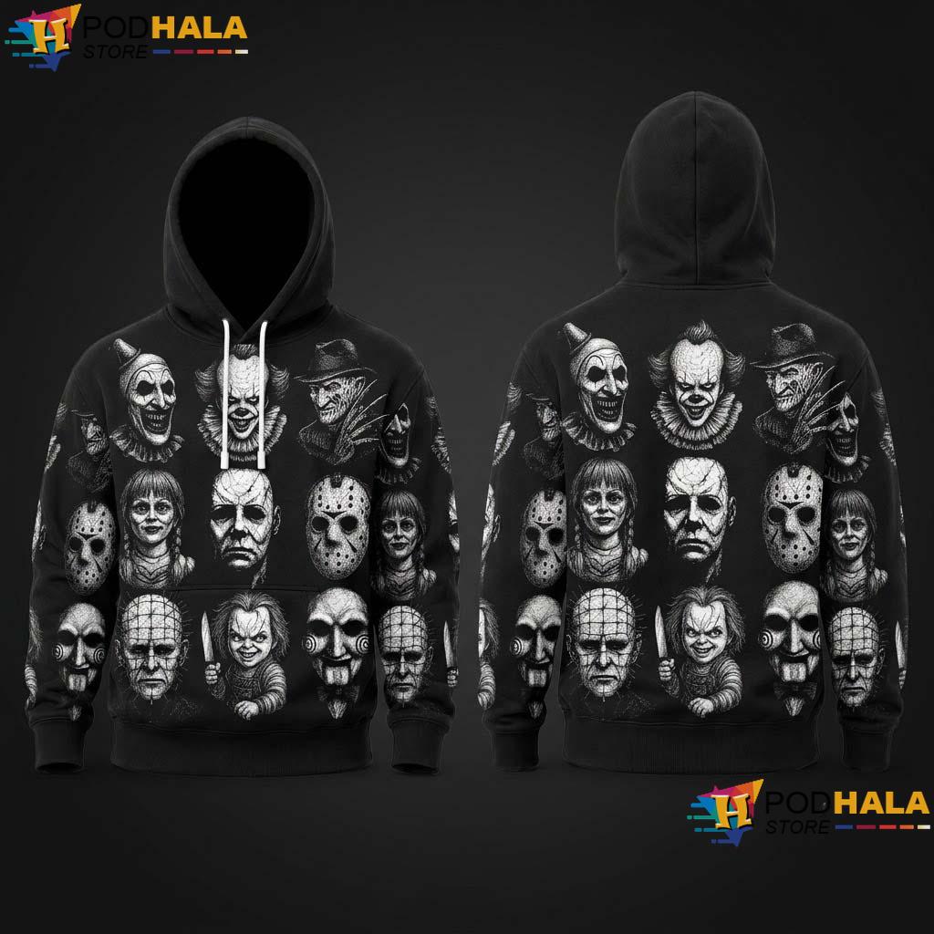 Killer Mix Halloween 3D Printed Hoodie Vintage Horror Graphic Party Top